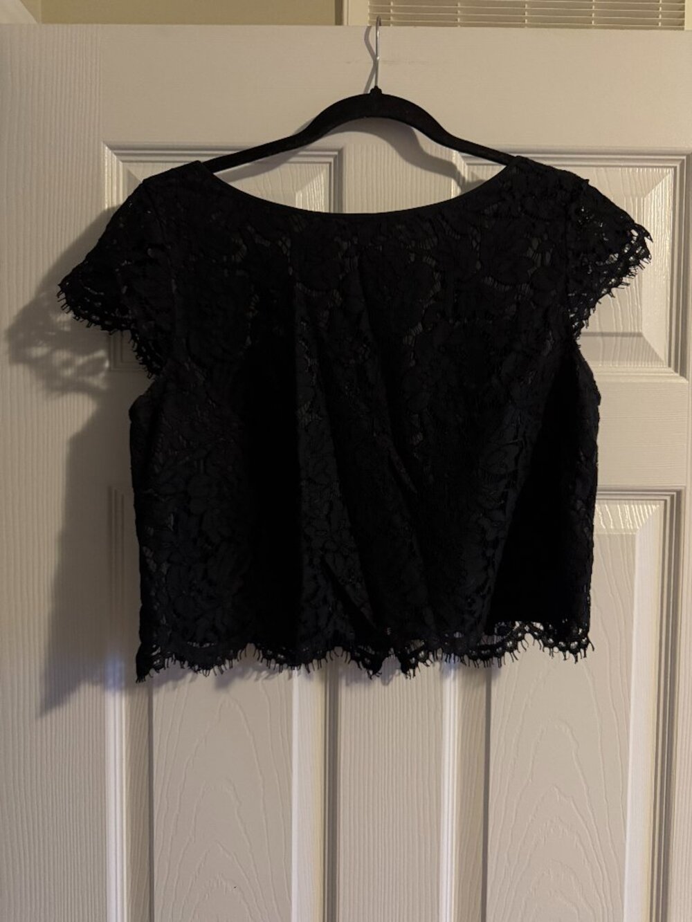 White House Black Market Black Lace Crop Top Size 10